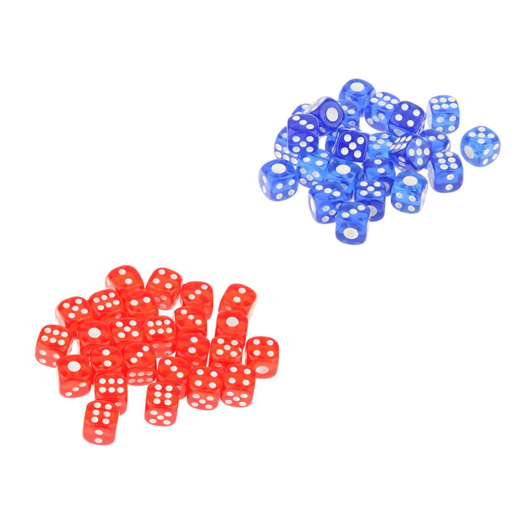 50Pieces 12mm Translucent Six Sided Spot Dice Games D6 for D&D RPG Games