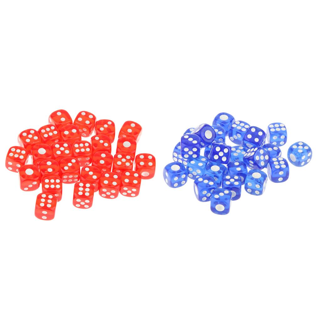 50Pieces 12mm Translucent Six Sided Spot Dice Games D6 for D&D RPG Games