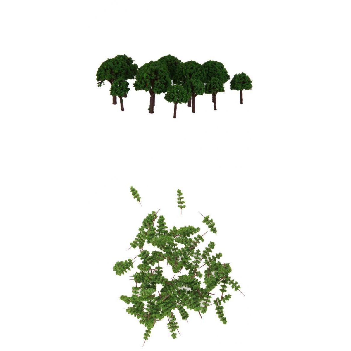 150x 1:400-500 Z Scale Green Tree Model Painted Train Railway Layout Scenery