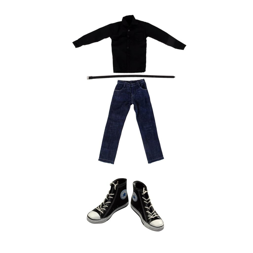 1/6 Male Mens Body 12inch Action Figure Shirts Jeans Pants Belt Sneaker Set