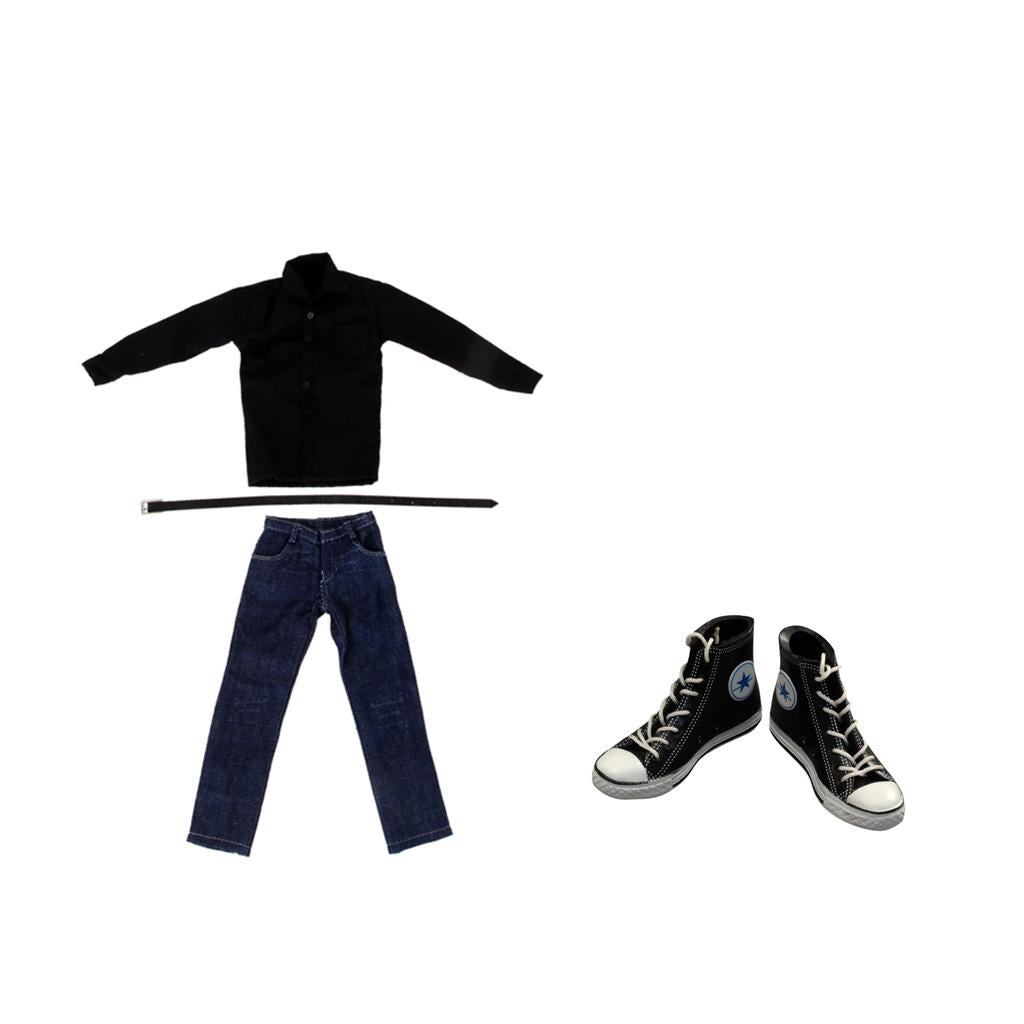 1/6 Male Mens Body 12inch Action Figure Shirts Jeans Pants Belt Sneaker Set