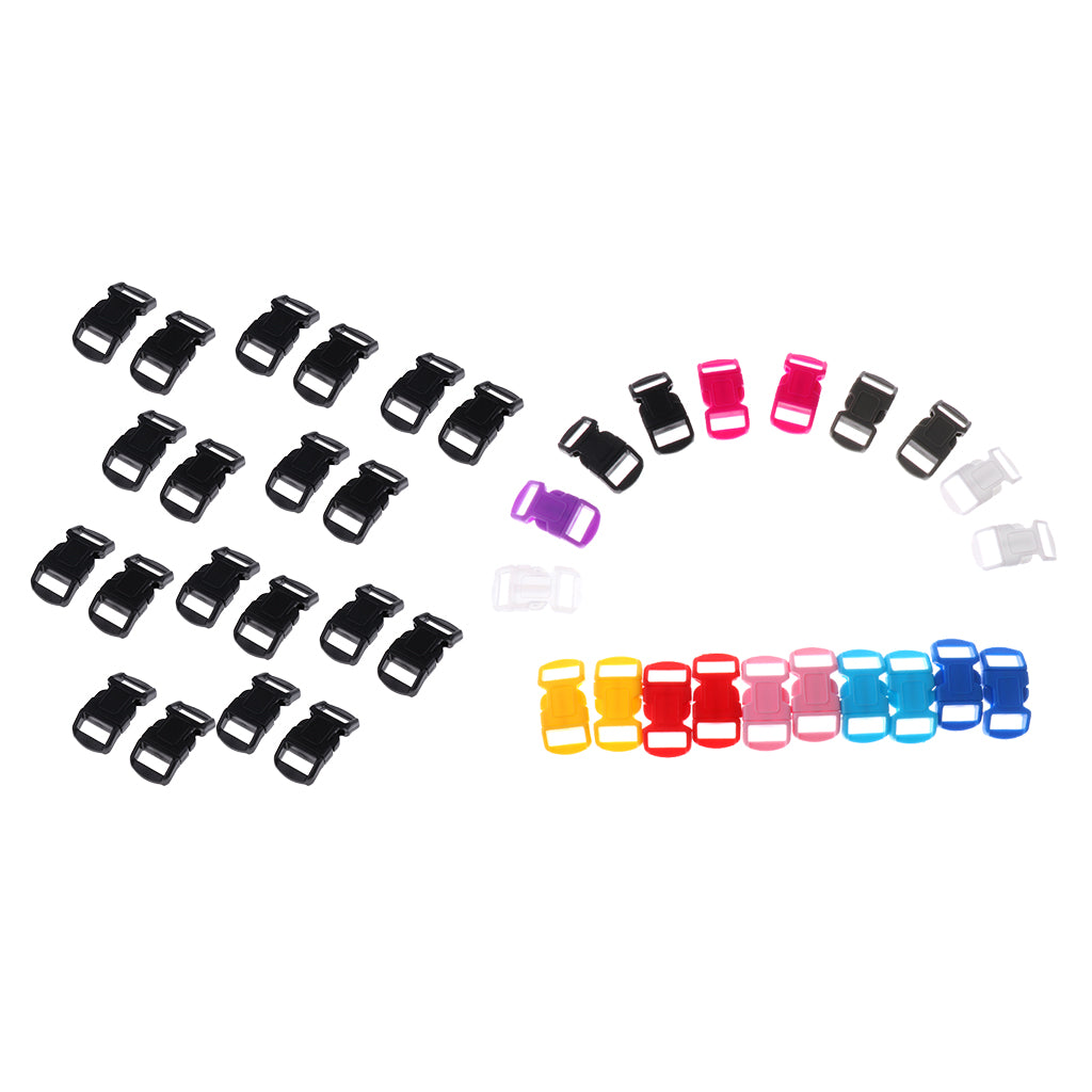 40pcs 10mm Mixed Curved Side Release Plastic Buckle for Paracord Bracelet