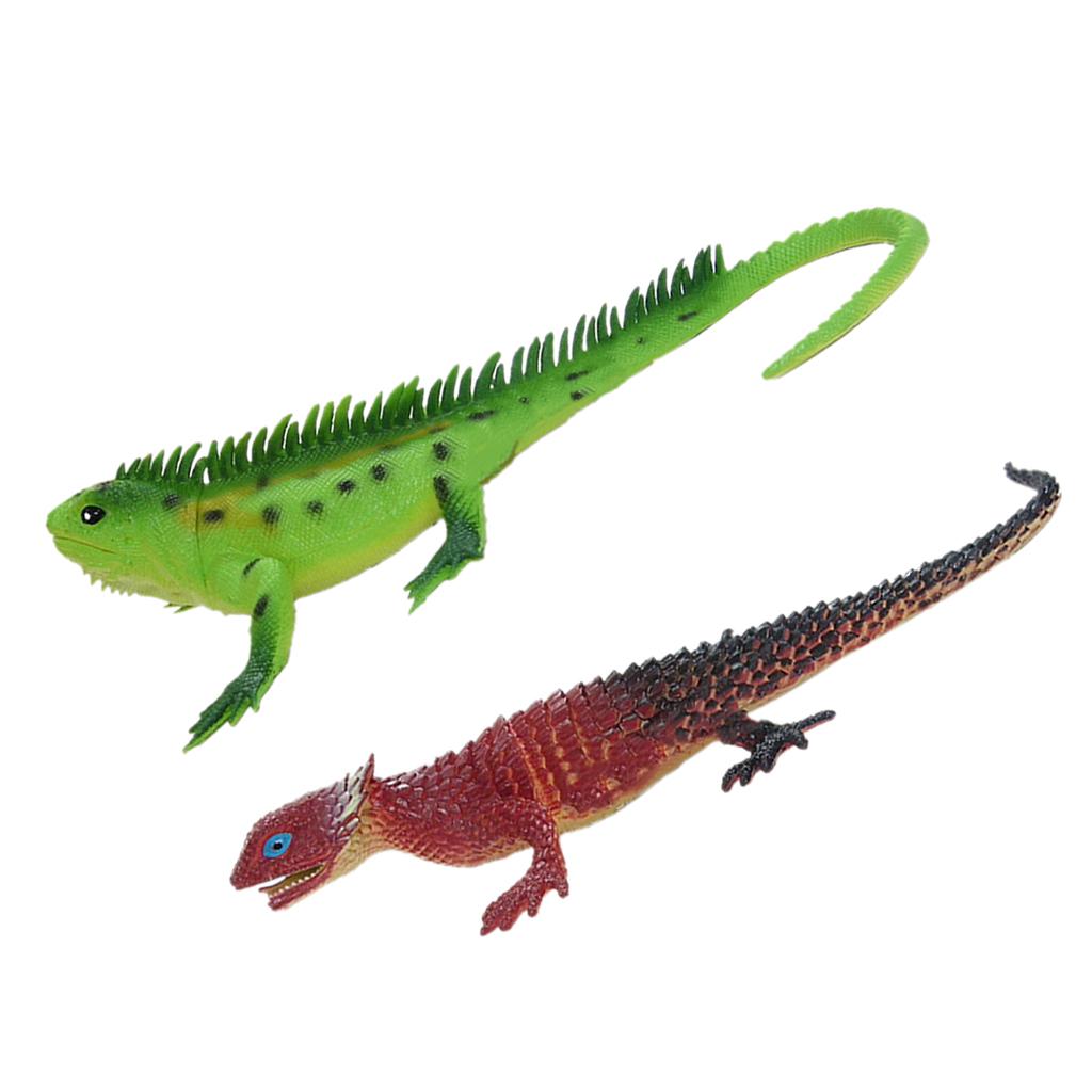 2 x Colorful Vivid Reptile Animal Rubber Lizard Model Figure Educational Toy