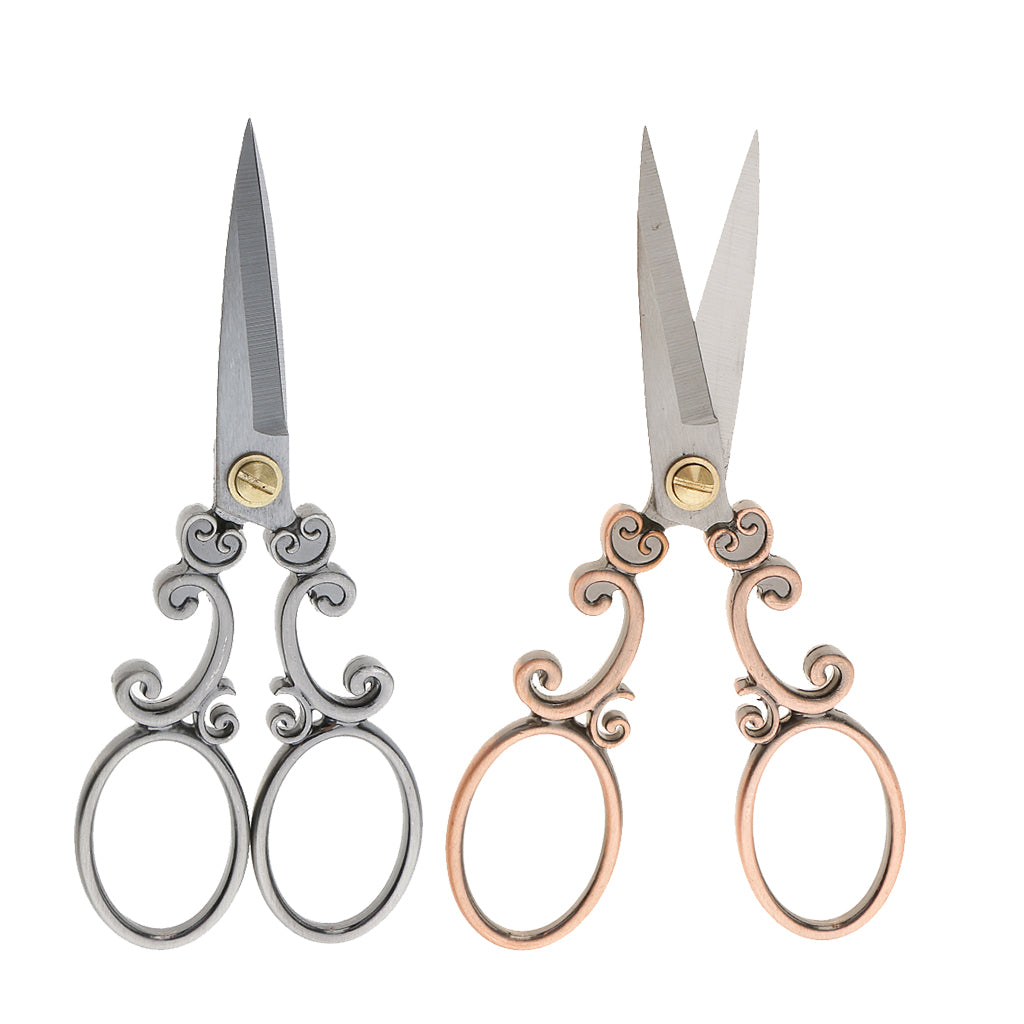 2Pc Vintage Stainless Steel Tailor Scissors Sewing Dressmaking Fabric Shears