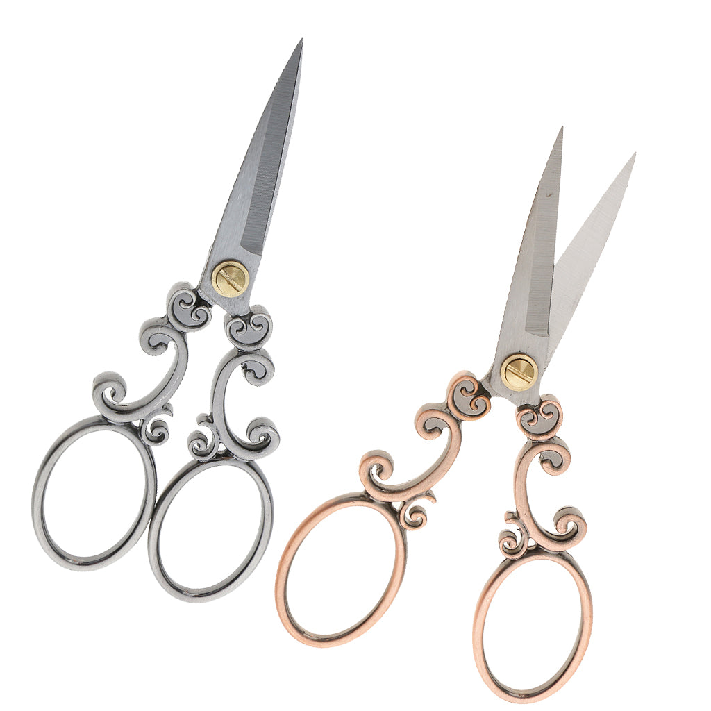 2Pc Vintage Stainless Steel Tailor Scissors Sewing Dressmaking Fabric Shears