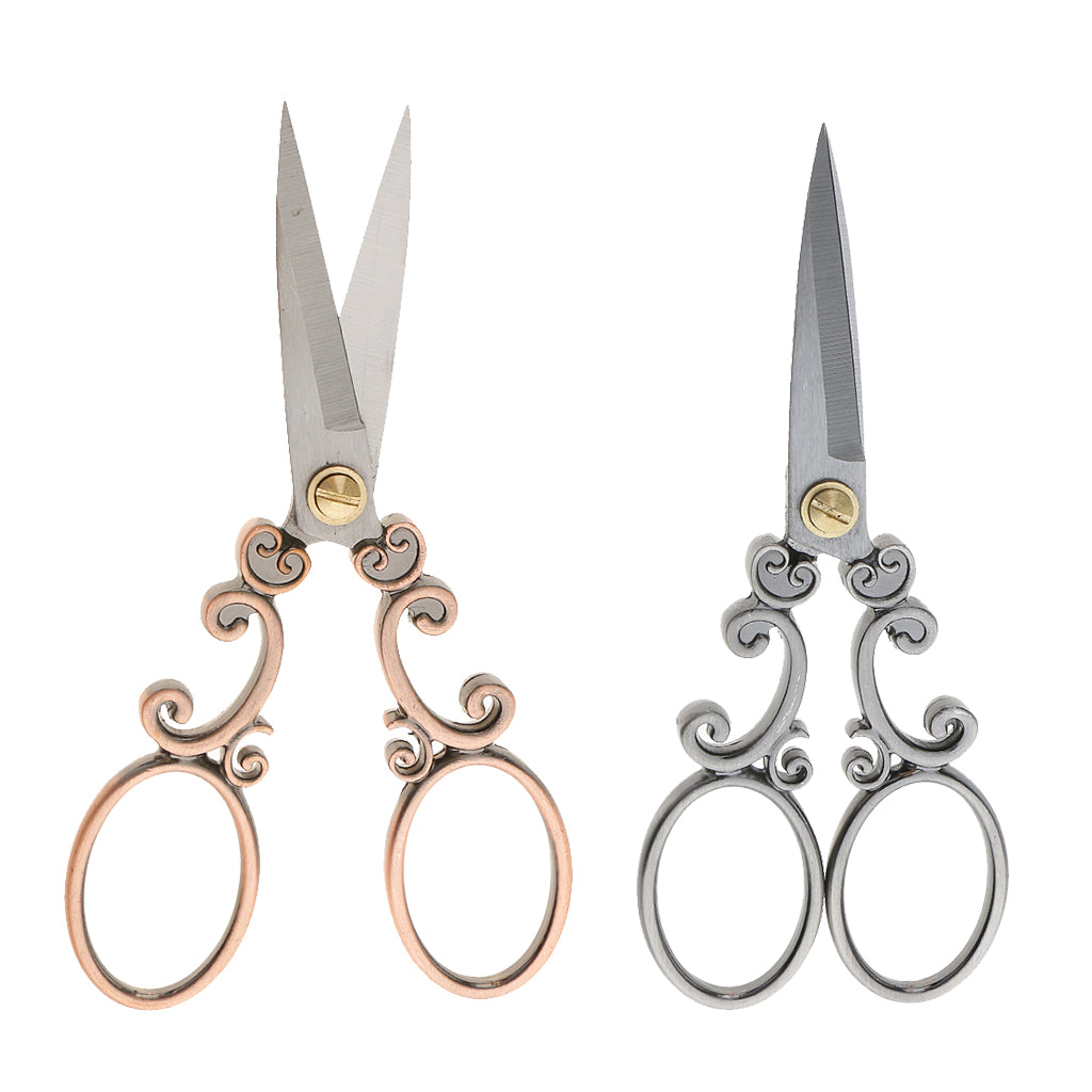 2Pc Vintage Stainless Steel Tailor Scissors Sewing Dressmaking Fabric Shears