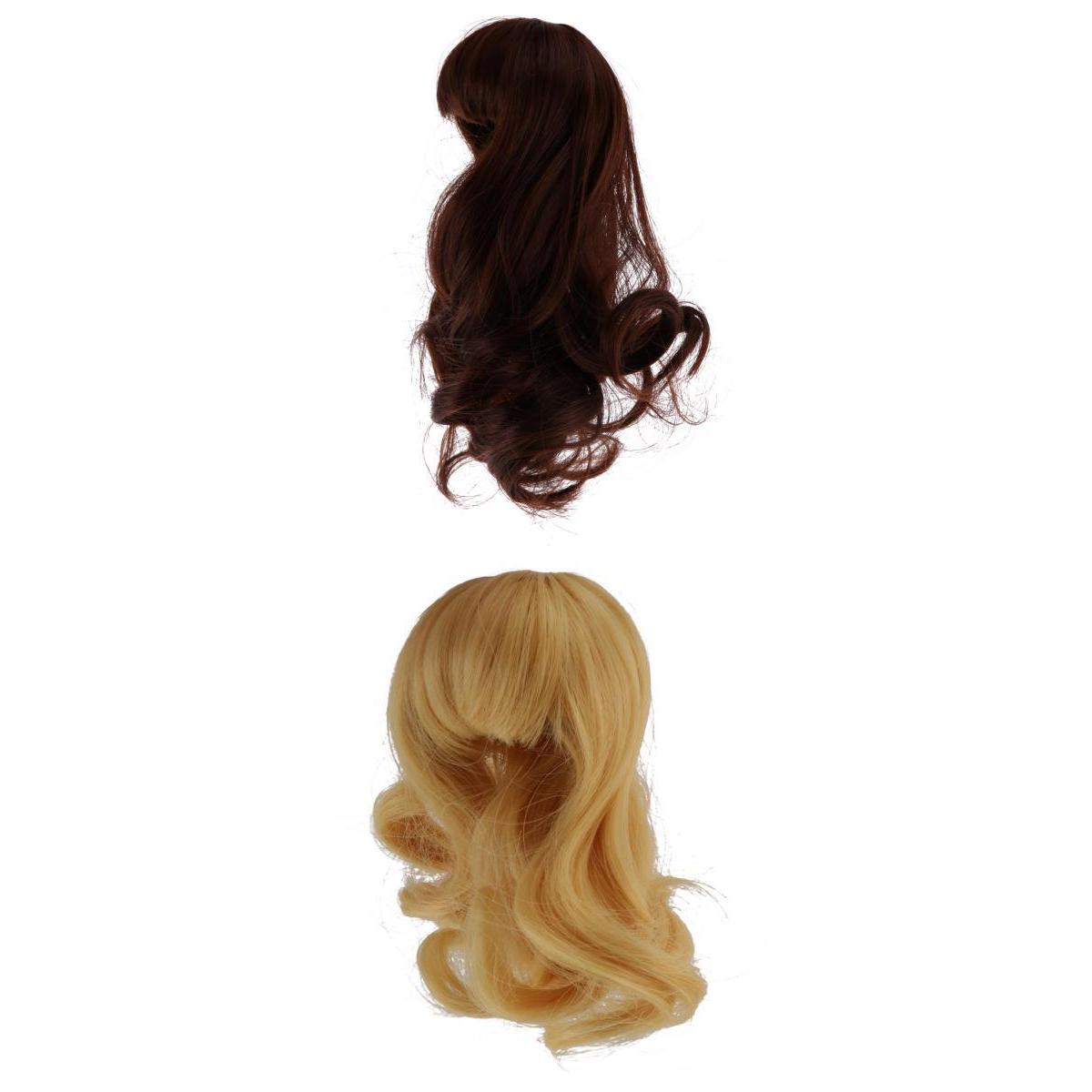 2PCS Dolls Curly Wig Hair For 1/6 BJD SD Dollfie Dolls DIY Making Accessory