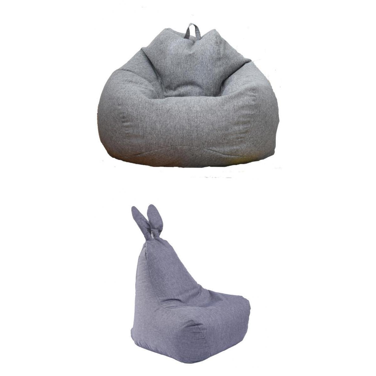 2 Pieces Solid Color Gray Bean Bag Cover Sofa Slipcover Beanbag Cover
