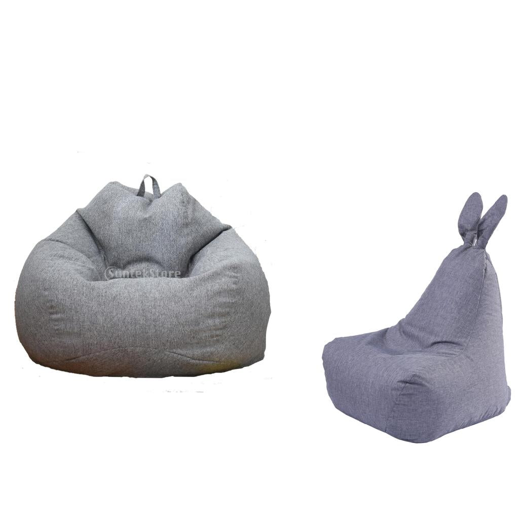 2 Pieces Solid Color Gray Bean Bag Cover Sofa Slipcover Beanbag Cover