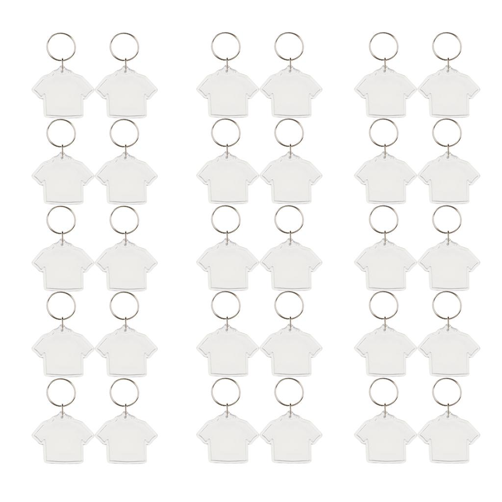 20Pieces Clothes Shape Blank Insert Photo Picture Frame Split Ring Keychain
