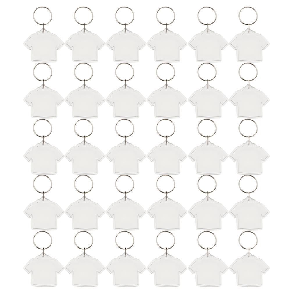 20Pieces Clothes Shape Blank Insert Photo Picture Frame Split Ring Keychain
