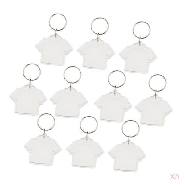 50 Pieces Clothes Shape Blank Insert Photo Picture Frame Split Ring Keychain