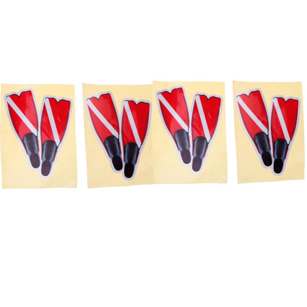 4 Pieces Waterproof Reflective Scuba Diving Dive Snorkel Sticker Decal