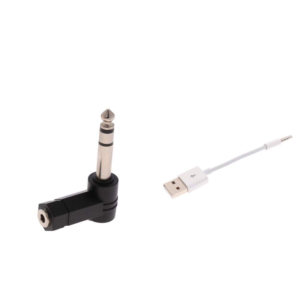 3.5mm to USB2.0 M/M Data Cable+6.35mm to 3.5mm M/F Audio Elbows Connector