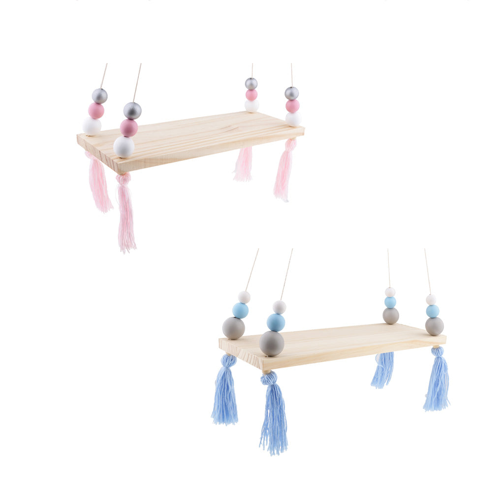 2x Kids Baby Nordic Style Wooden Tassel Pearl Room On Wall Decorative Frame