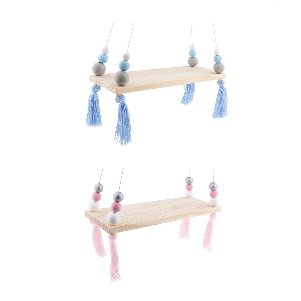 2x Kids Baby Nordic Style Wooden Tassel Pearl Room On Wall Decorative Frame