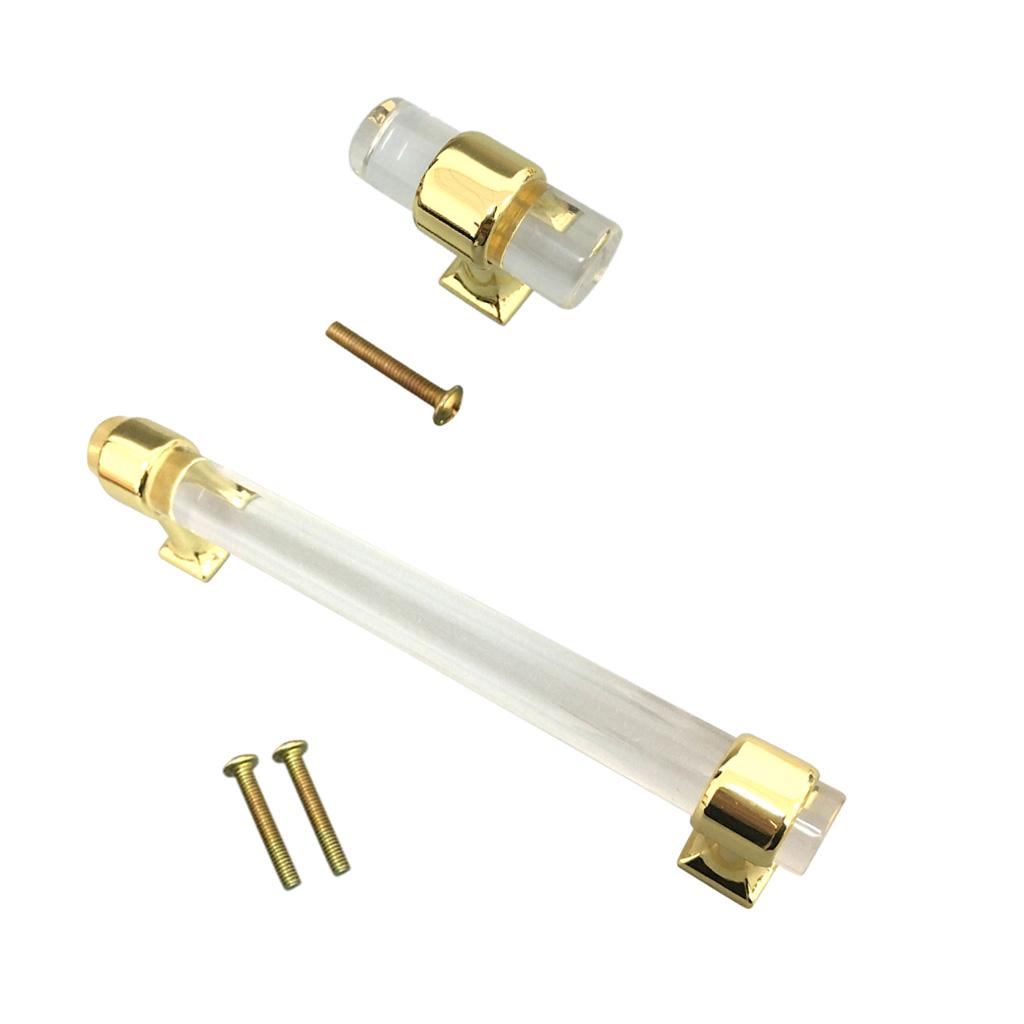 2Pcs Acrylic Door Pull Knob Drawer Cabinet Cupboard Handle Hardware Gold