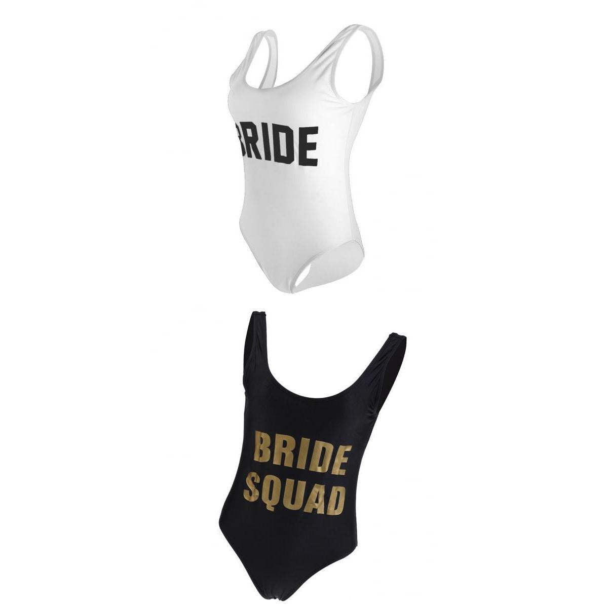 Bride Squad Bride Letters Women Bikini Bodysuit Swimsuit Beachwear Monokini