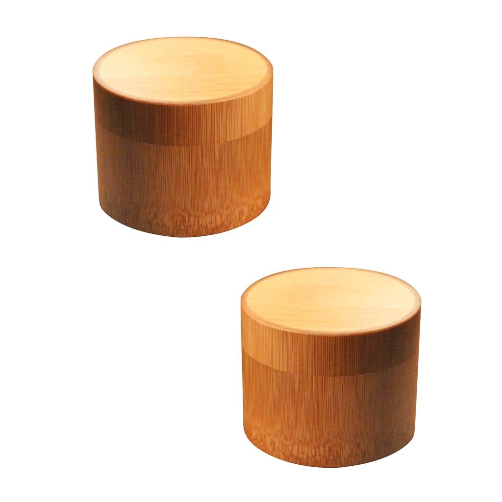 2pcs Round Tube Bamboo Tea CanisterTea Barrel Matcha Tea Box Tea Tin 6x5.5cm