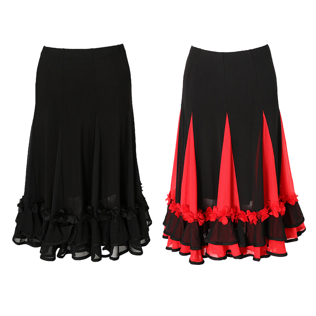 2 Pieces Lady Dance Skirt Ballroom Dance Skirt Dress Party Costume Dancewear