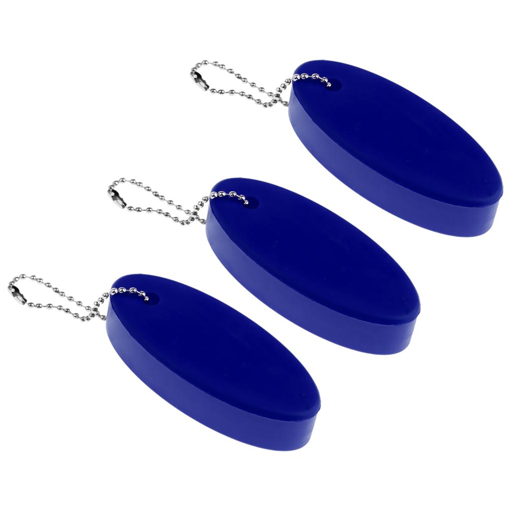 3 Pieces Water Sports Floating Oval Keychain Keyring Water Key Float Blue