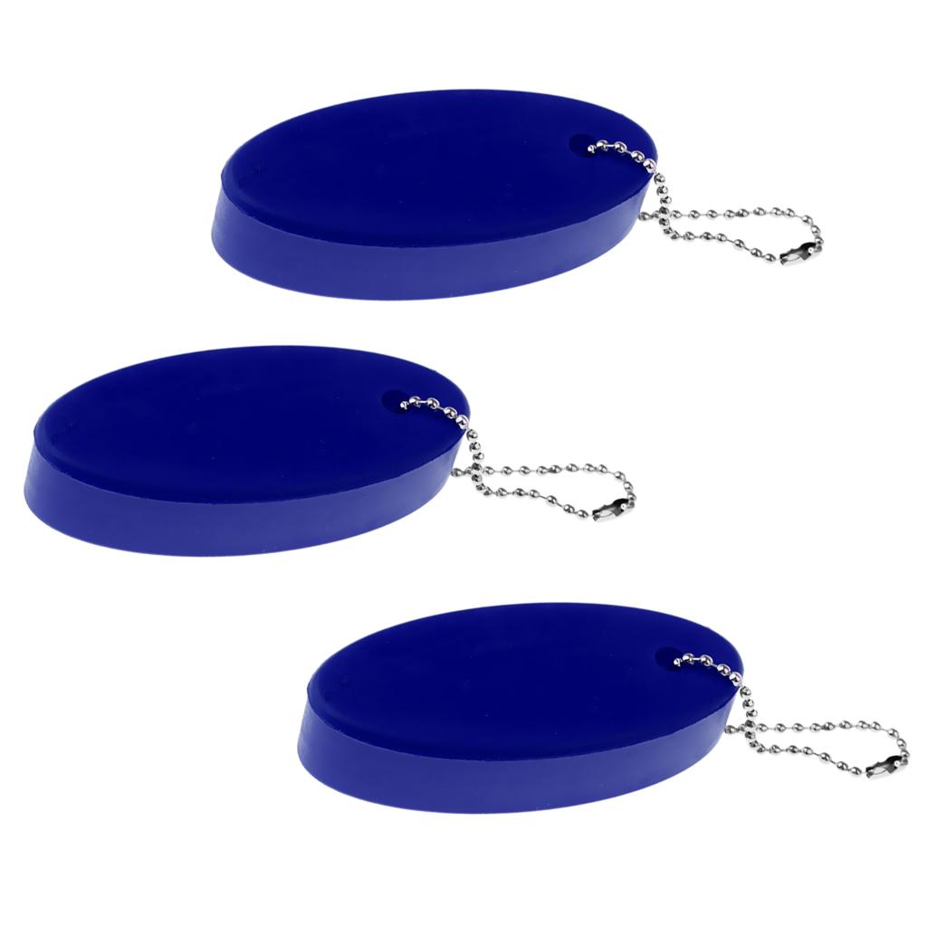 3 Pieces Water Sports Floating Oval Keychain Keyring Water Key Float Blue