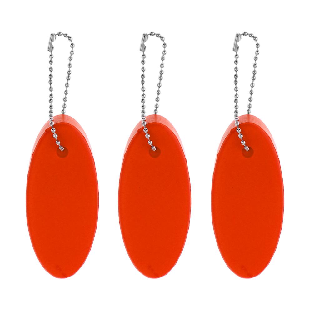 3 Pieces Water Sports Floating Oval Keychain Keyring Water Key Float Orange