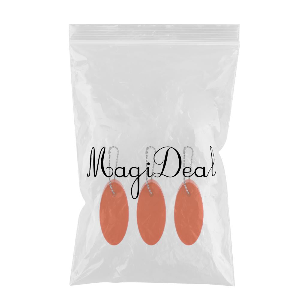 3 Pieces Water Sports Floating Oval Keychain Keyring Water Key Float Orange