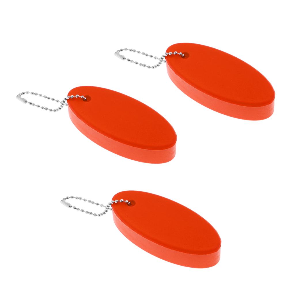 3 Pieces Water Sports Floating Oval Keychain Keyring Water Key Float Orange