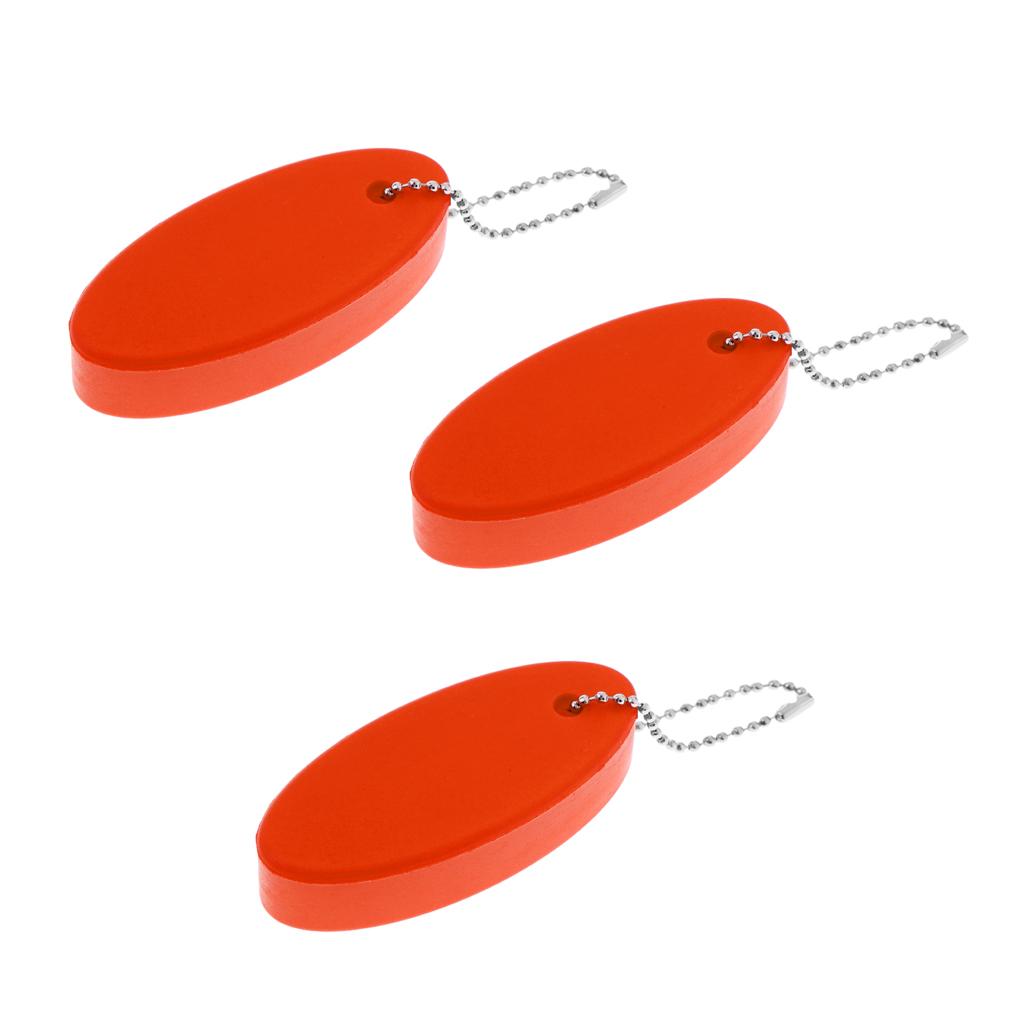 3 Pieces Water Sports Floating Oval Keychain Keyring Water Key Float Orange
