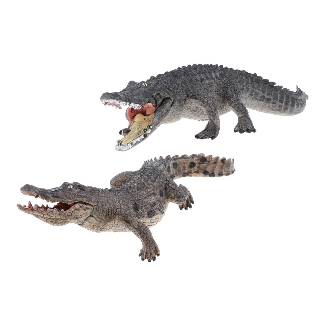 2pcs Simulation Wild Animal Model Figure Toys Figurine Home Decor Crocodile