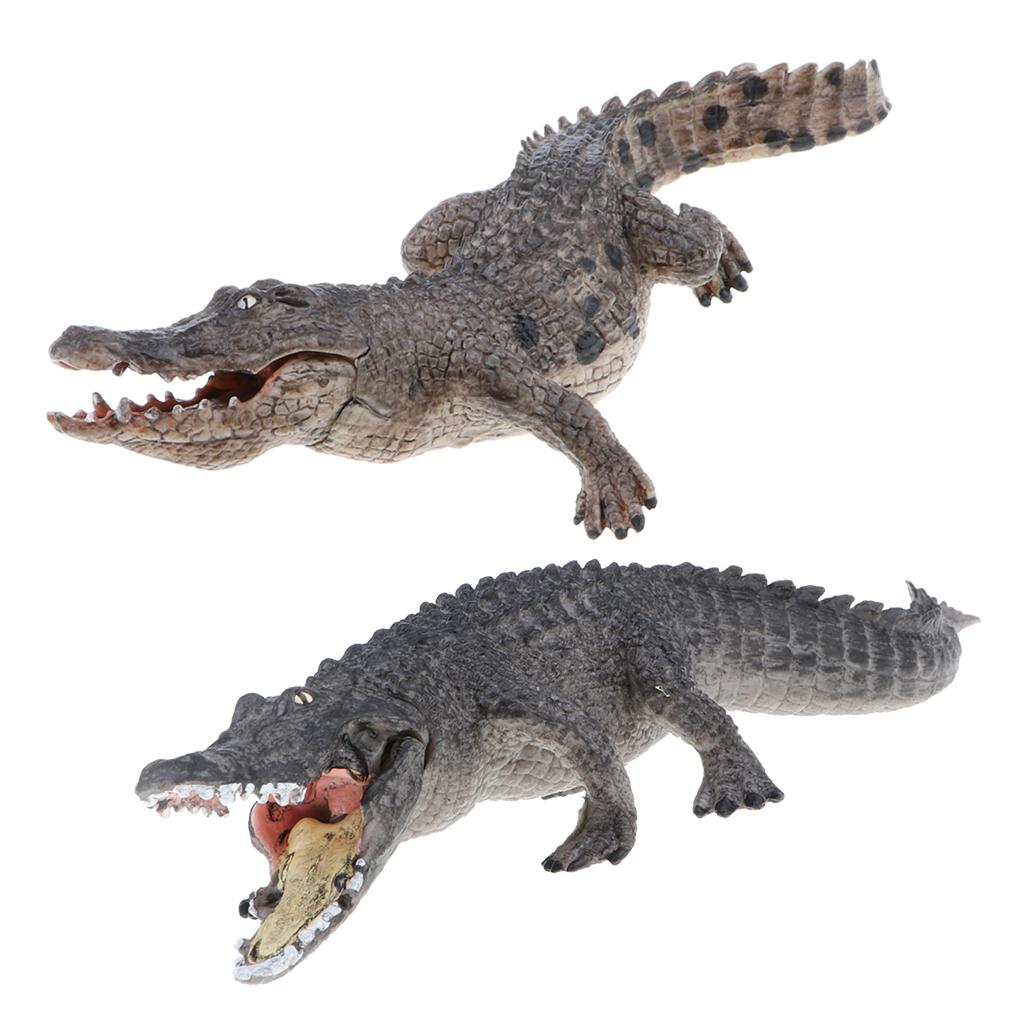 2pcs Simulation Wild Animal Model Figure Toys Figurine Home Decor Crocodile