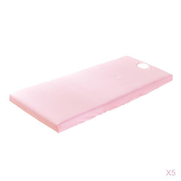 5 Pieces Universal SPA Massage Bed Sheet Cover with Face Breath Hole Pink