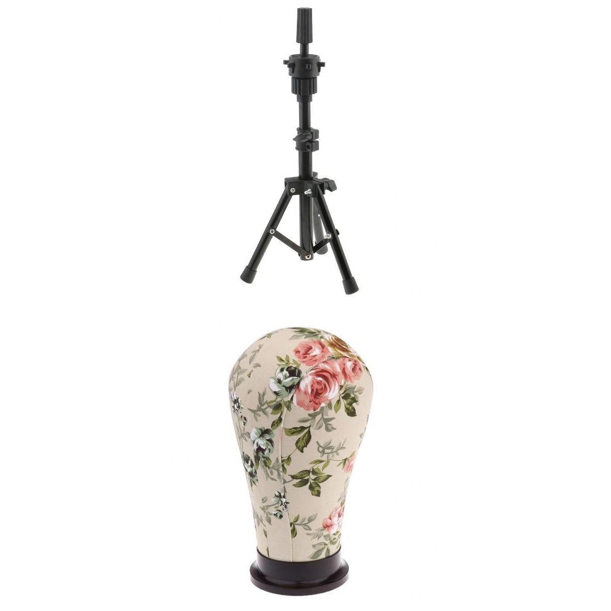 Cork Canvas Block Mannequin Model Head Wigs Making Display Tripod Stand 21In