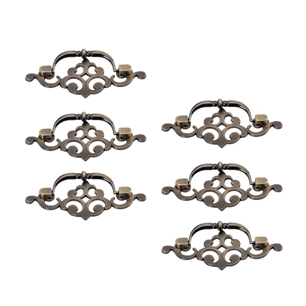 6x Antique Bronze Jewelry Box Pull Knob Retro Drawer Cabinet Door Handle #1