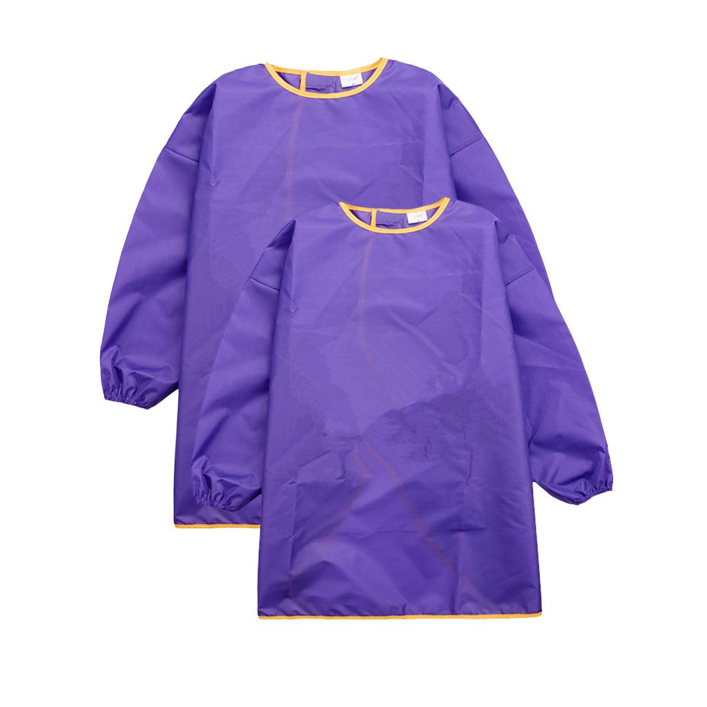 Children Kids Long Sleeve Apron Waterproof Smock Purple M + Purple L