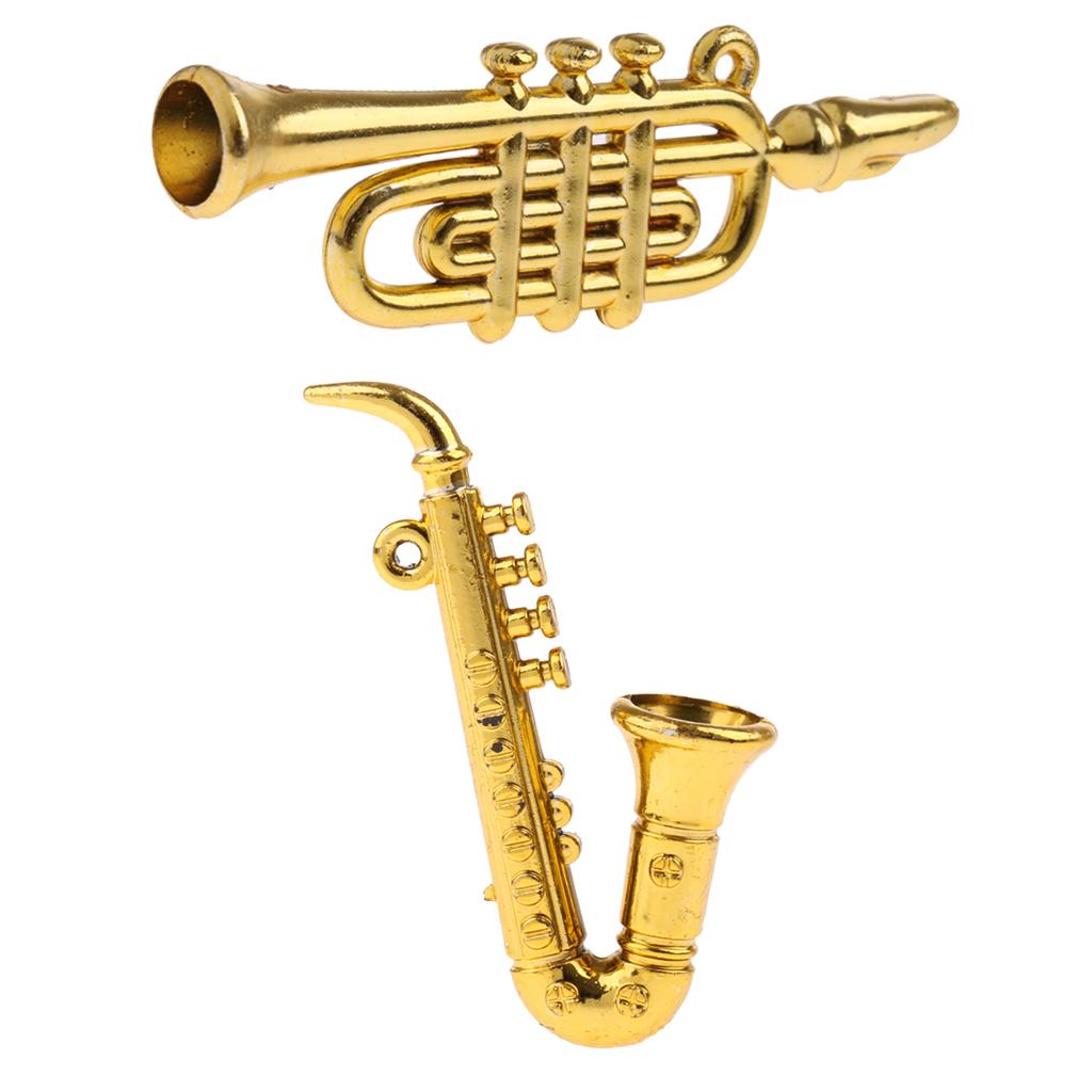1/12 Dollhouse Miniature Musical Instrument Curved Pipe & Saxophone Model