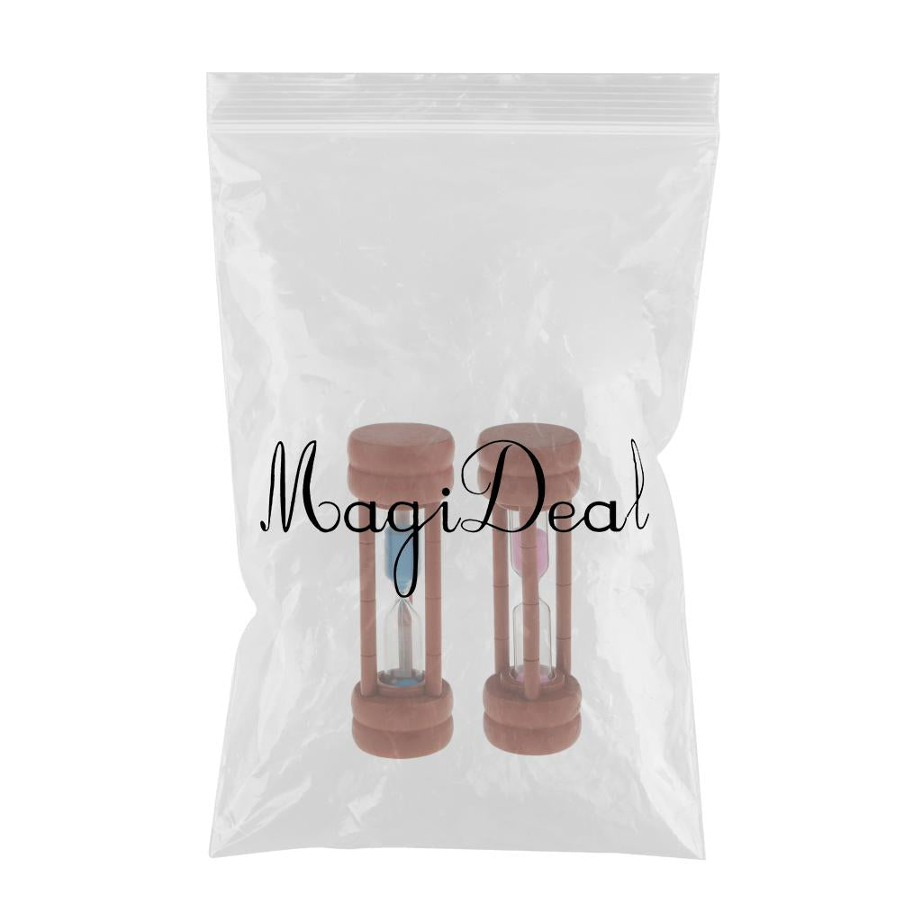 2 Minute Maroon Wooden Sand Timer Teeth Brushing Hourglass Decor Blue + Pink