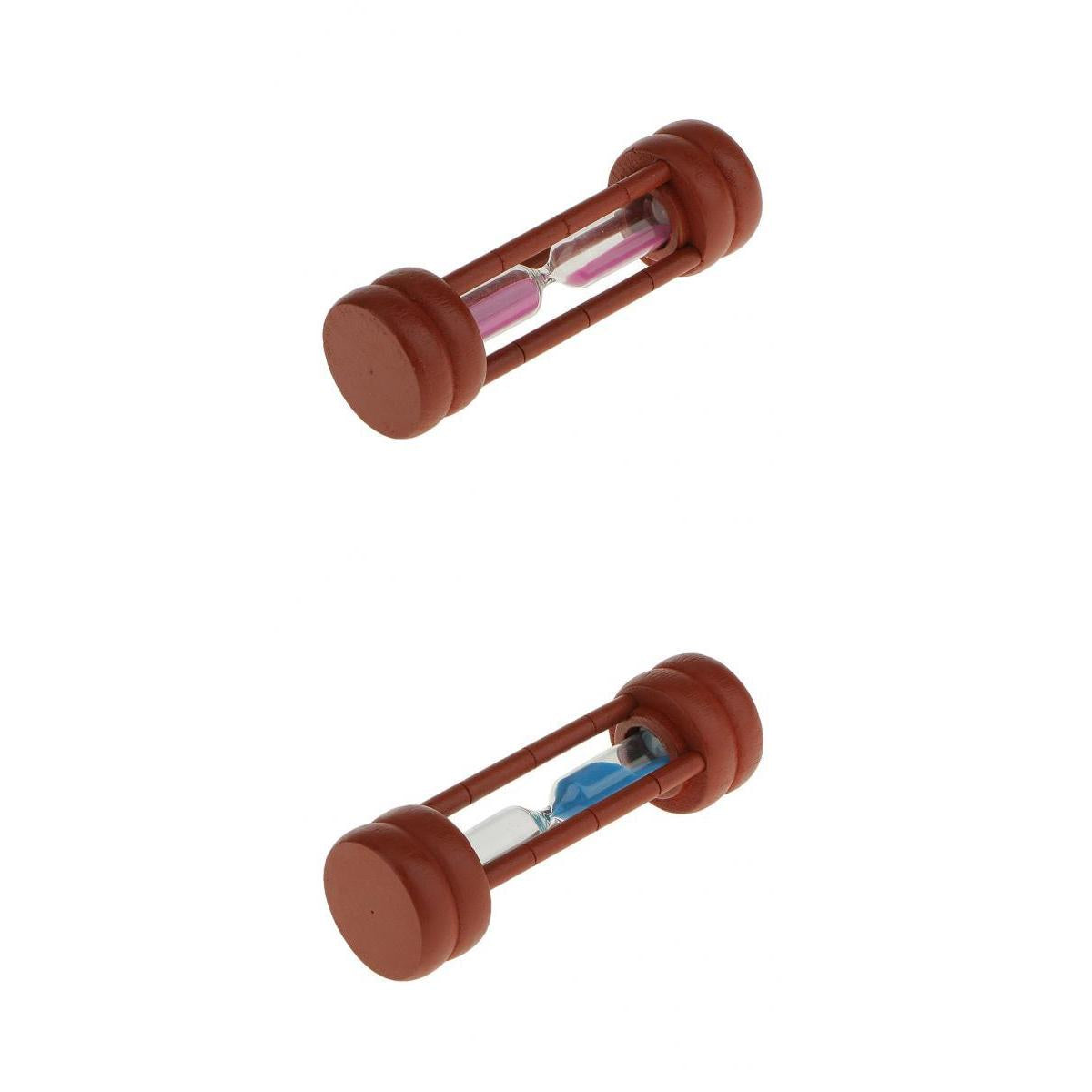2 Minute Maroon Wooden Sand Timer Teeth Brushing Hourglass Decor Blue + Pink