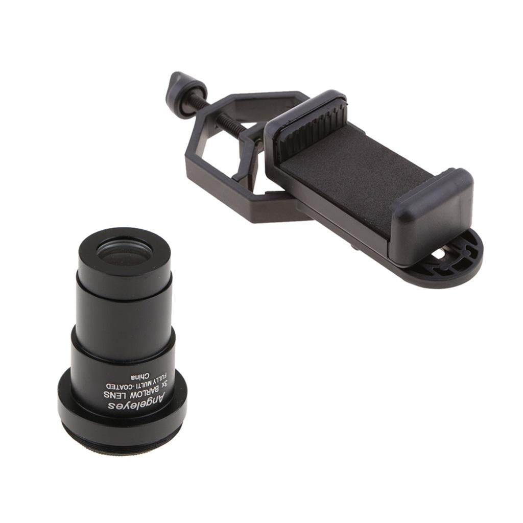 Barlow Lens Eyepiece 3X for Celestron + Cell Phone Telescope Adapter Mount