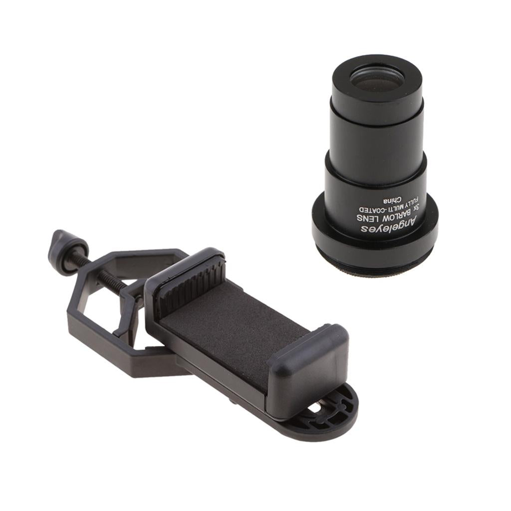 Barlow Lens Eyepiece 3X for Celestron + Cell Phone Telescope Adapter Mount