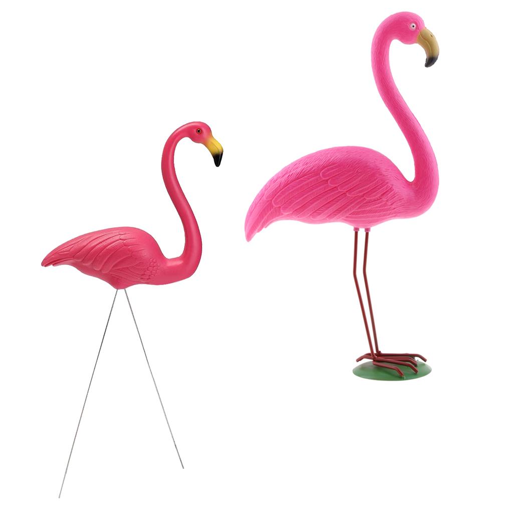 2Pieces Lifelike Pink Flamingo Yard Garden Lawn Art Ornaments Decor Set