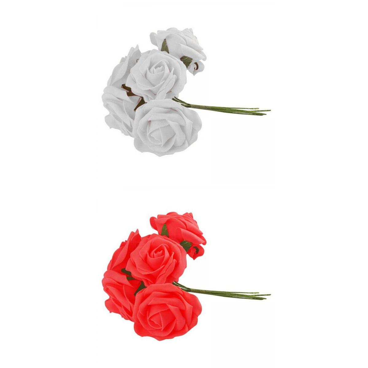 20x Colorfast Foam Rose Artificial Flower Bride Bouquet Party Decor Red+Wht