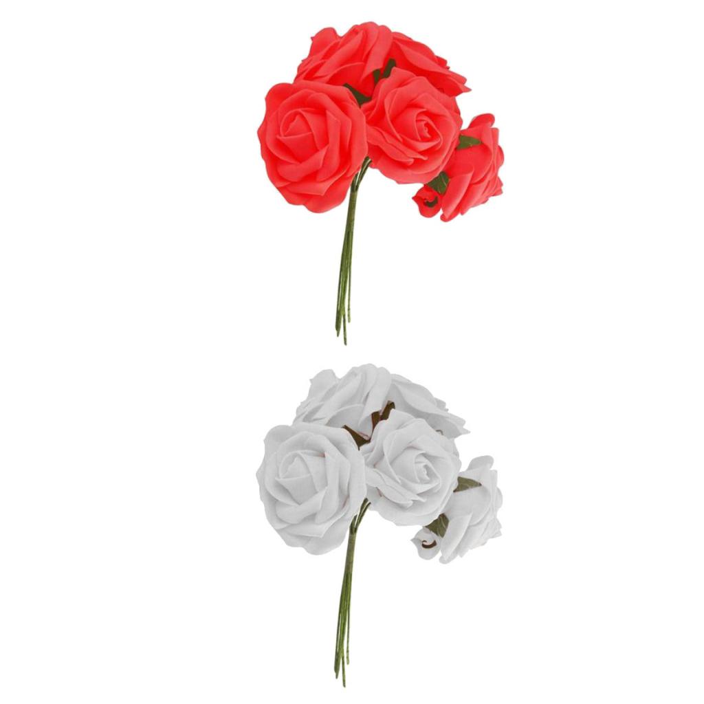 20x Colorfast Foam Rose Artificial Flower Bride Bouquet Party Decor Red+Wht