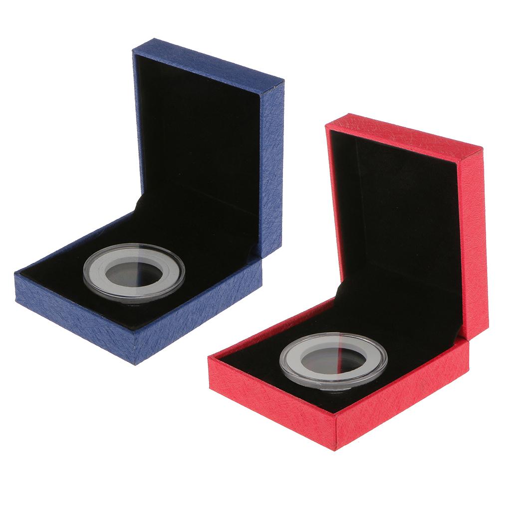 2pcs Fancy Single Coin Holder Display for 38MM Commemorative Coins Gift Box