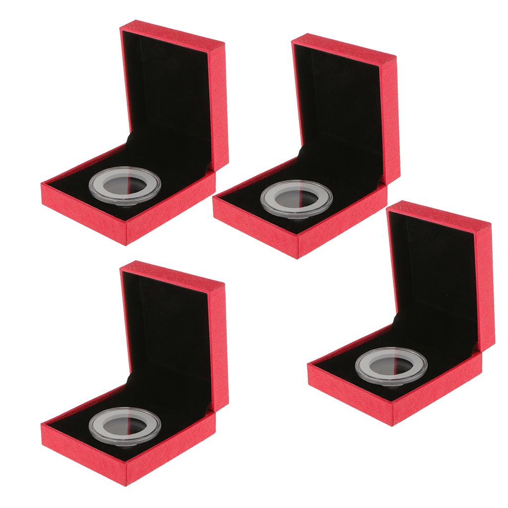 4pcs Fancy Single Coin Holder Display for 38MM Commemorative Coins Gift Box