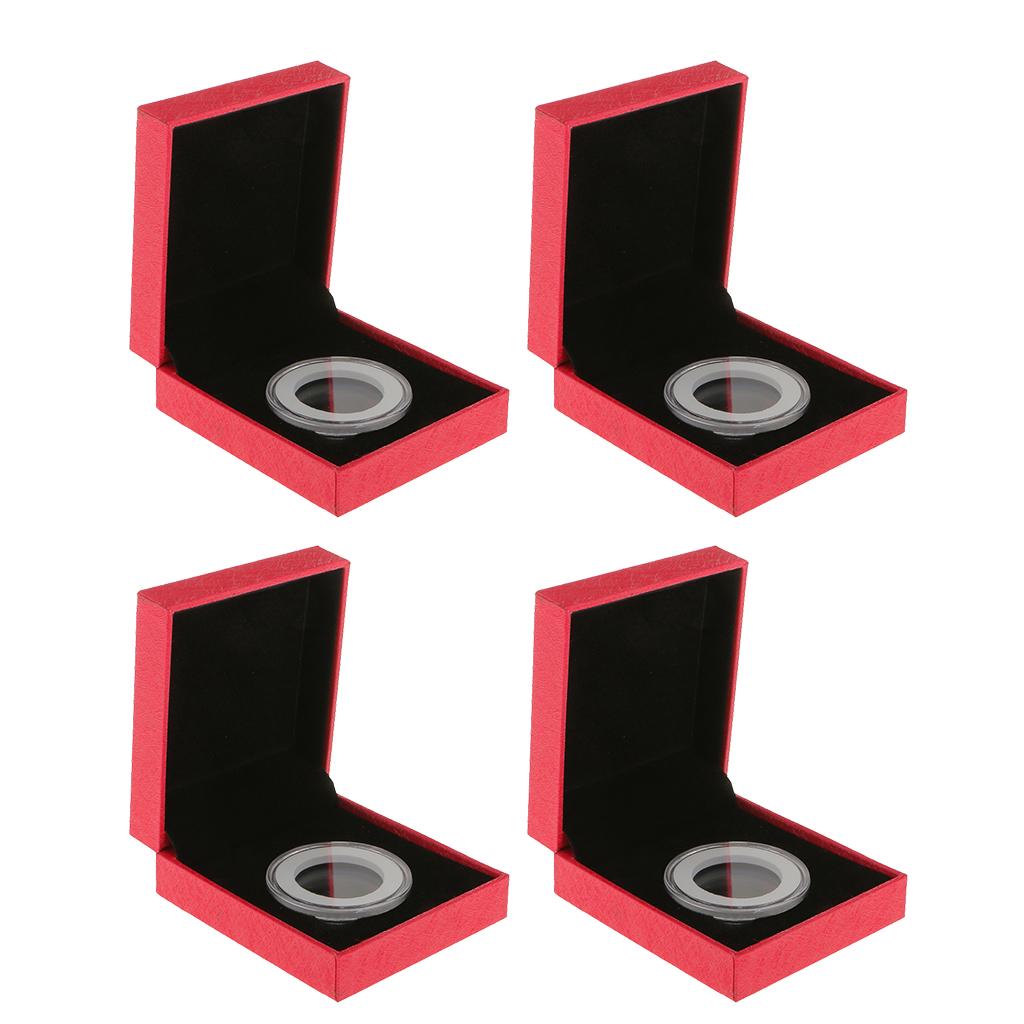 4pcs Fancy Single Coin Holder Display for 38MM Commemorative Coins Gift Box