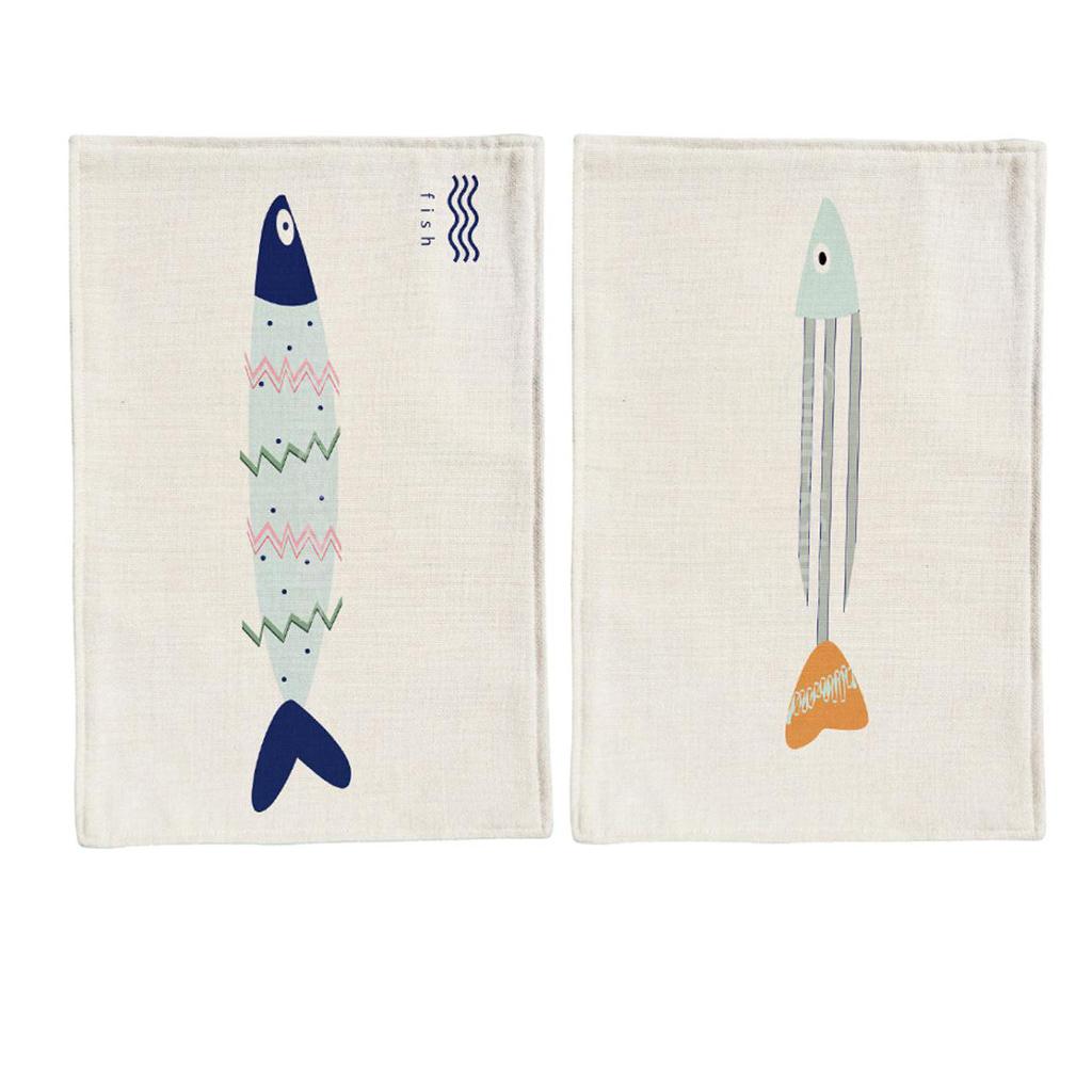 2 pcs Mediterranean Cotton Table Mat Rectangular Heat-insulated Place Mats