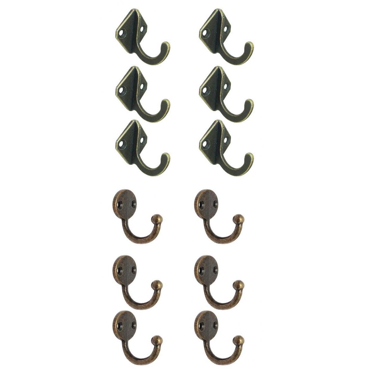 12Pcs Cloth Coat Towel Hangers Door Wall Kitchen Bedroom Bath Hooks 2 Styles