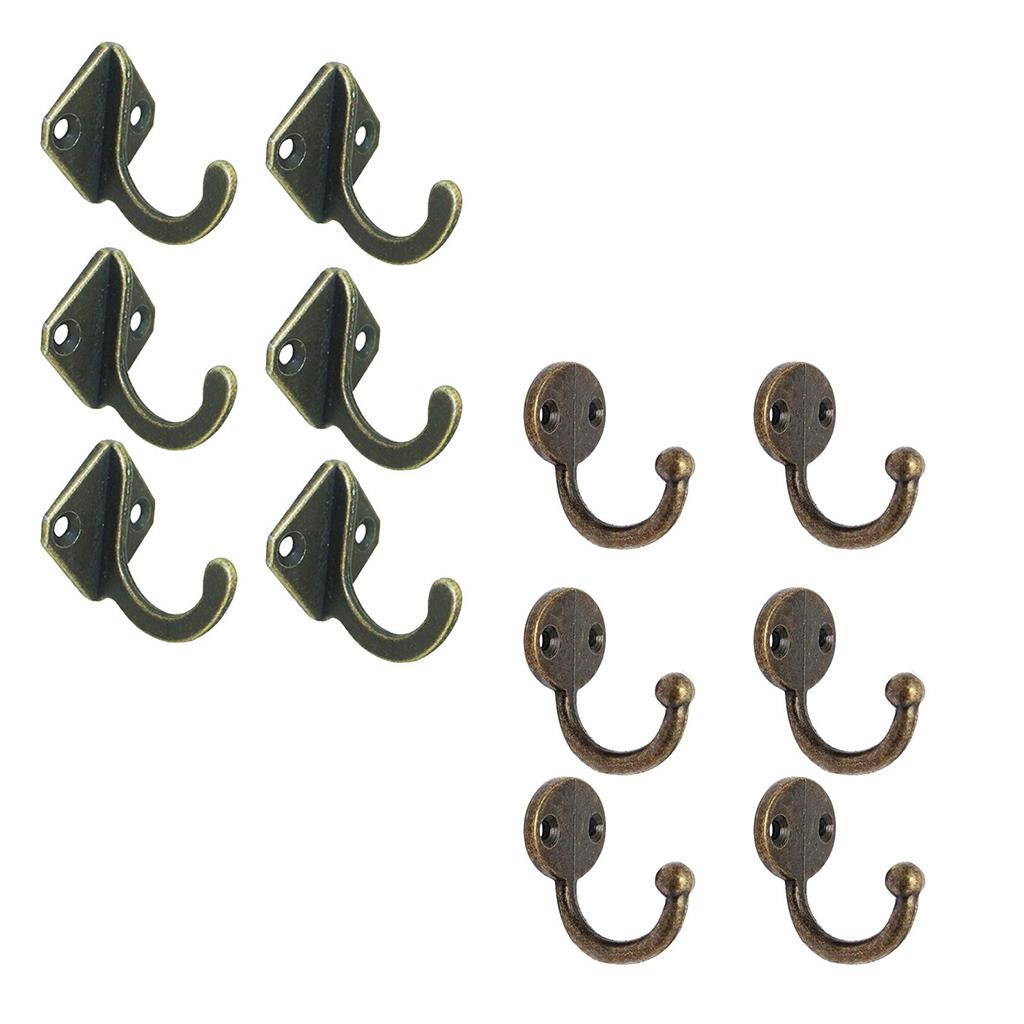 12Pcs Cloth Coat Towel Hangers Door Wall Kitchen Bedroom Bath Hooks 2 Styles